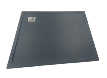 Composiet douchebak met schuine zijde Lisa ECO 109.5x115cm Egaal Zwart RAL9005