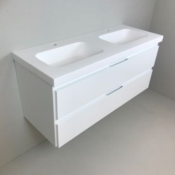 Dubbel badmeubel Blanco 120cm, wit mat met 5cm dik composiet wastafel