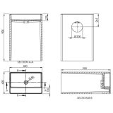 Wastafel vrijstaand Cube 60x42cm Solid Surface mat wit