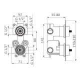 Thermostatische inbouwkraan Kala met omstelregeling chroom