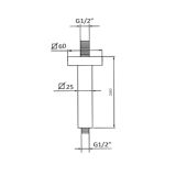 Plafondarm Hidro vierkant voor hoofddouche 20cm chroom