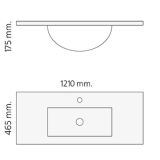 Keramische wastafel Milan 121x46cm wit