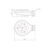 Maatvoering sifon met horizontale uitlaat, inbouwhoogte 60mm