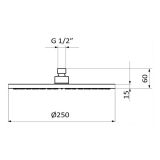 Hoofddouche  ø25cm mat zwart