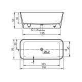 Solid Surface ligbad Rust 150x70cm wit mat