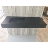 Vrijhangende composiet wastafel Solid Stone, 110x45cm zwart