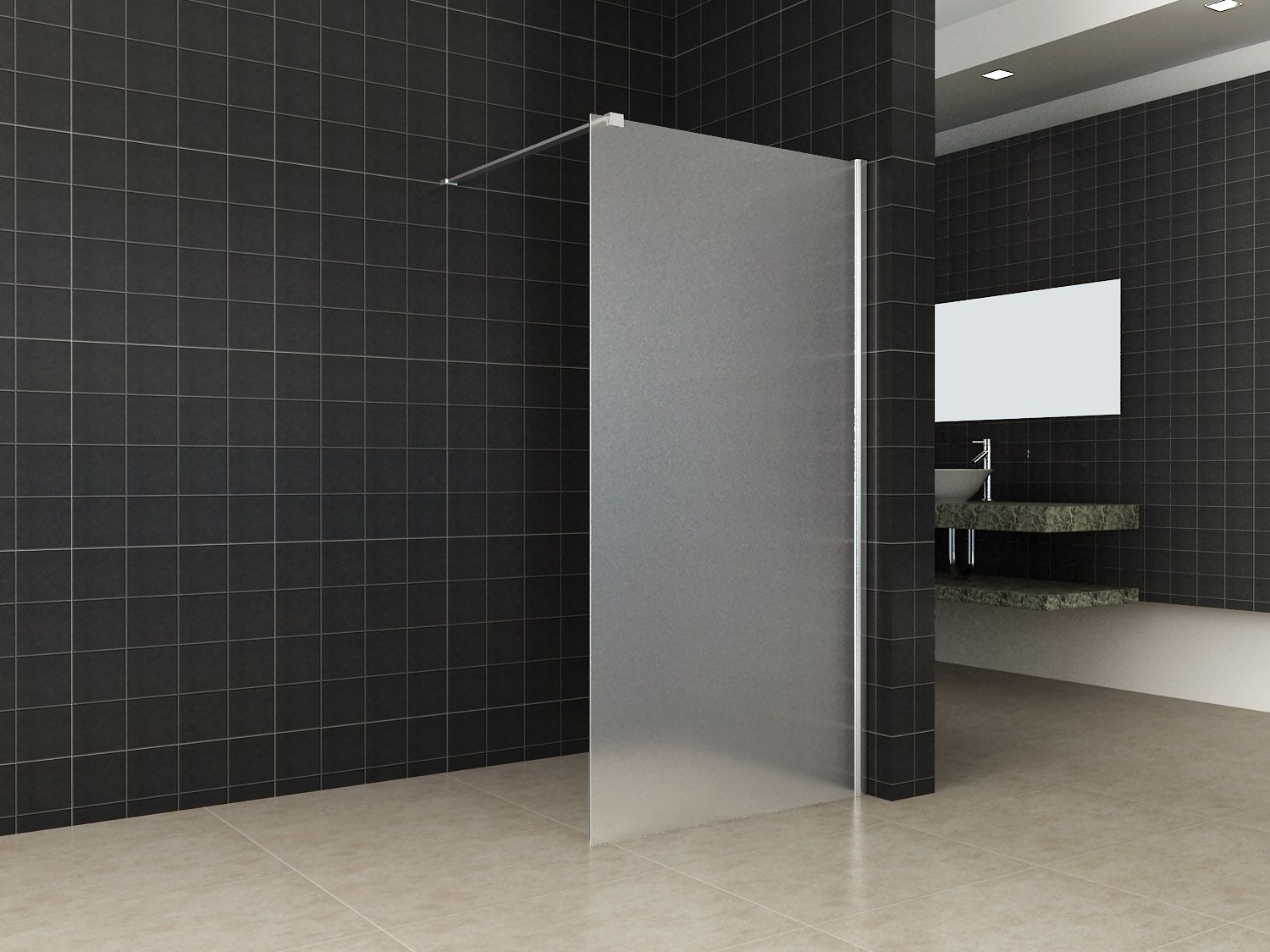 Verlichten vrijgesteld bellen Design douchewand voor inloopdouche, diverse maten uit voorraad leverbaar